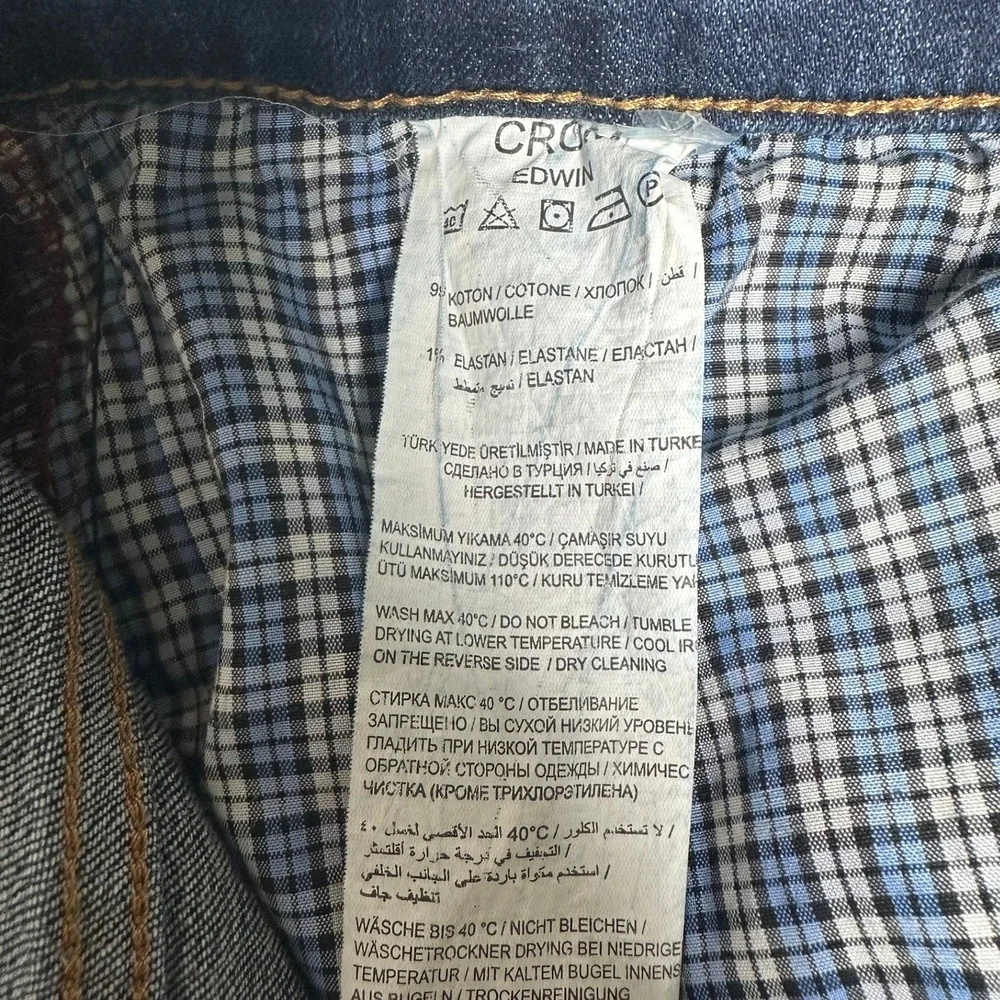 Edwin Crom Slim Straight Med Wash Denim Jeans 34x34 Button Fly Turkey Cotton‎